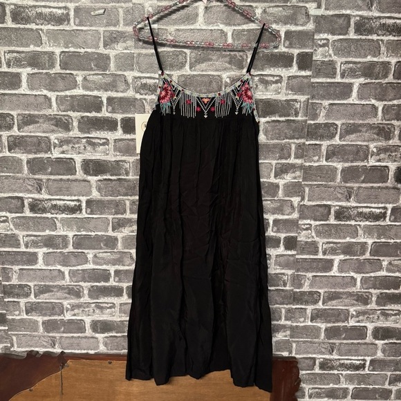 NWT Johnny Was LISA BABYDOLL DRESS black embroidered midi - Picture 2 of 16